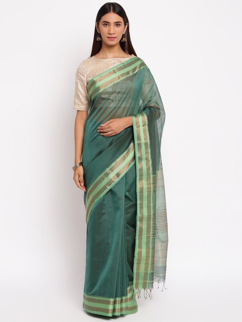 

Fabindia Green & Gold-Toned Woven Design Zari Saree