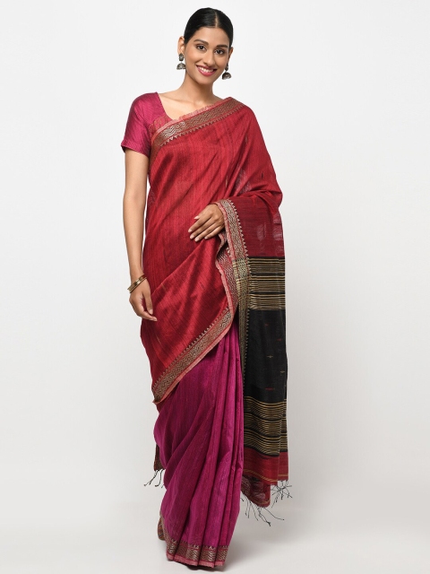

Fabindia Maroon & Pink Woven Design Zari Pure Silk Jamdani Saree