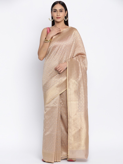

Fabindia Beige & Gold-Toned Woven Design Zari Banarasi Saree