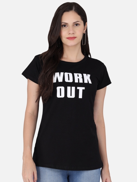 

FurryFlair Women Black & White Typography Printed T-shirt