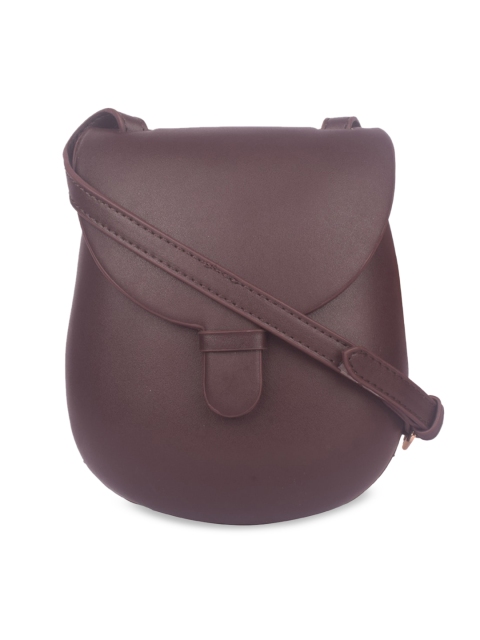 

Bagkok Coffee Brown Solid PU Structured Sling Bag
