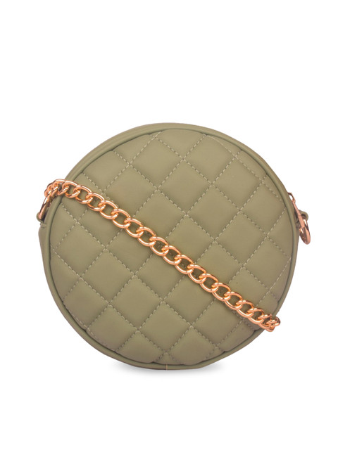 

Bagkok Green Solid PU Bowling Sling Bag with Quilted