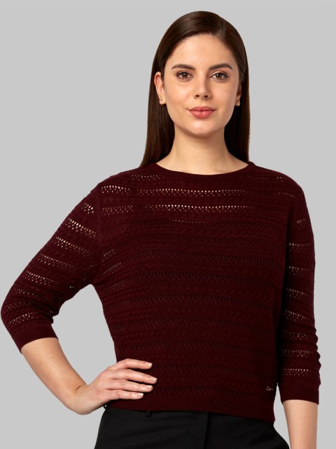 

Park Avenue Woman Women Maroon Acrylic Pullover