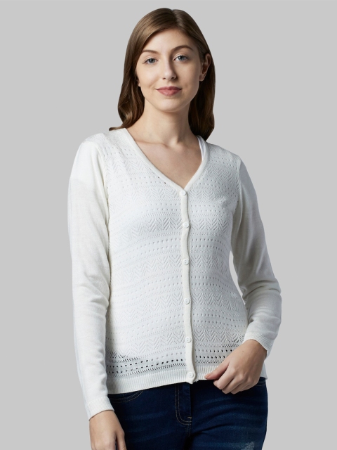 

Park Avenue Woman Women White Acrylic Front-Open Sweaters