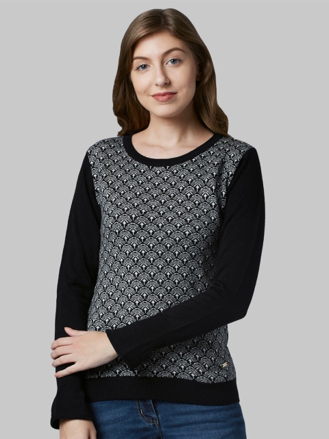 

Park Avenue Woman Women Black & White Printed Acrylic Pullover