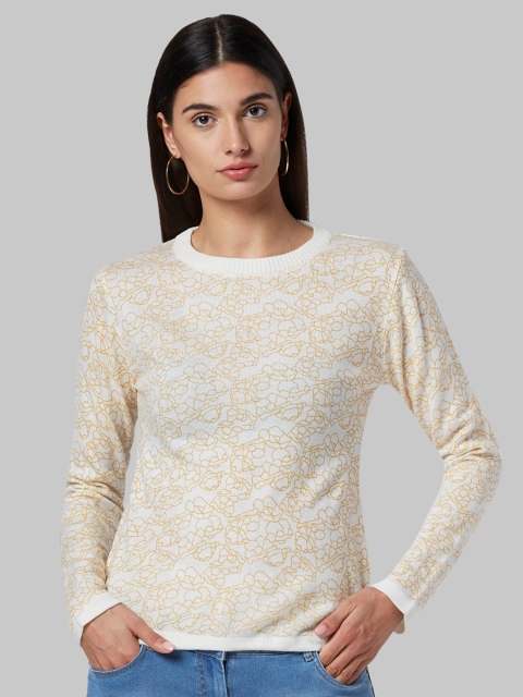 

Park Avenue Woman Women White Floral Printed Pullover