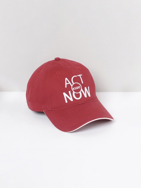 

max Men Maroon & White Printed Visor Cotton Cap
