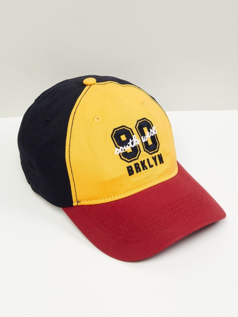 

max Men Yellow & Black Colourblocked Baseball Cap