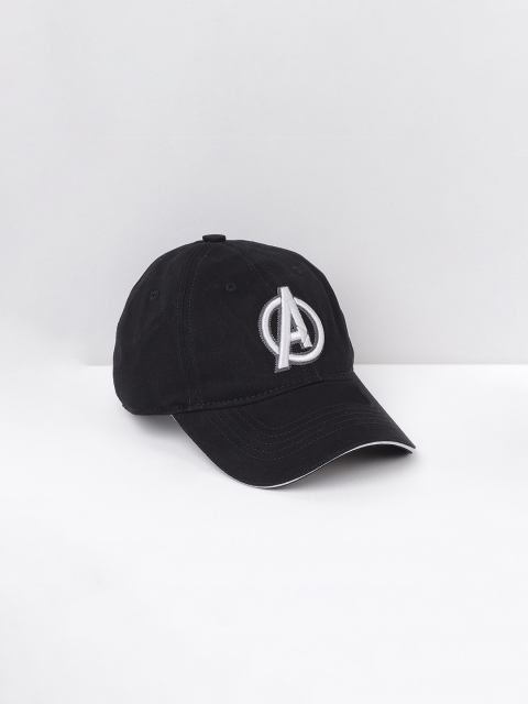 

max Men Black & White Avengers Logo Applique Pure Cotton Baseball Cap