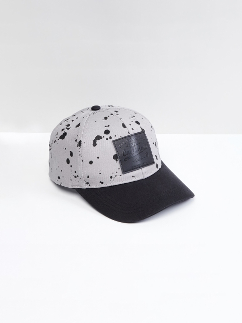 

max Men Grey & Black Printed Baseball Cap