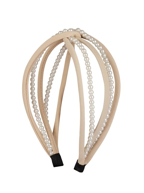 

Vembley Women Beige & Off White Plastic & Pearl Beaded Hairband