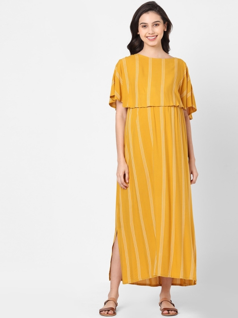 

Mystere Paris Yellow Striped Maternity Maxi Dress