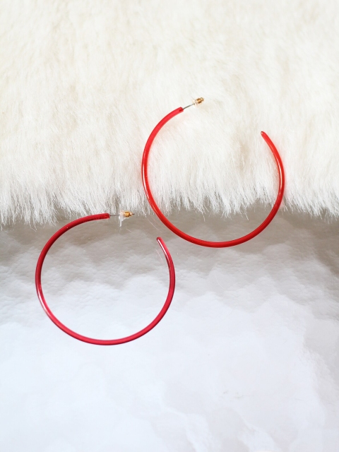 

Bellofox Red Contemporary Half Hoop Earrings