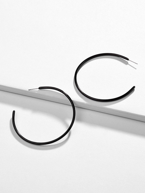 

Bellofox Black Contemporary Half Hoop Earrings
