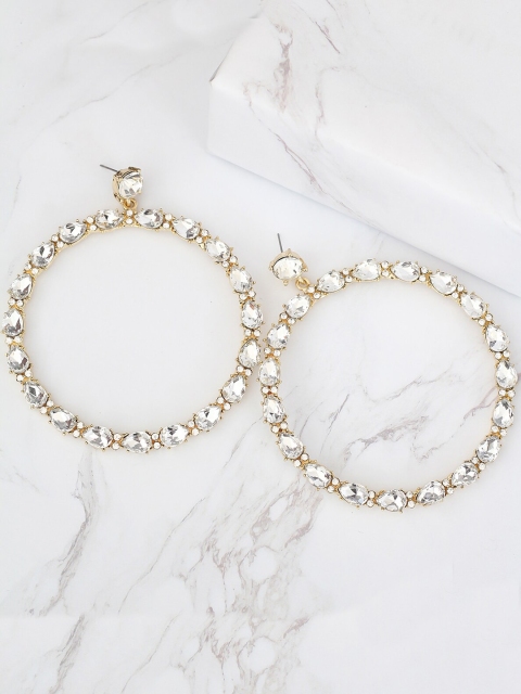 

Bellofox Gold-Toned & Silver-Toned Circular Drop Earrings