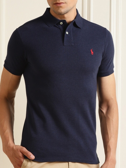 

Polo Ralph Lauren Men Navy Blue Polo Collar Cotton T-shirt