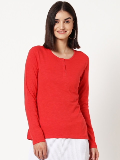 

Bewakoof Women Red Solid T-shirt