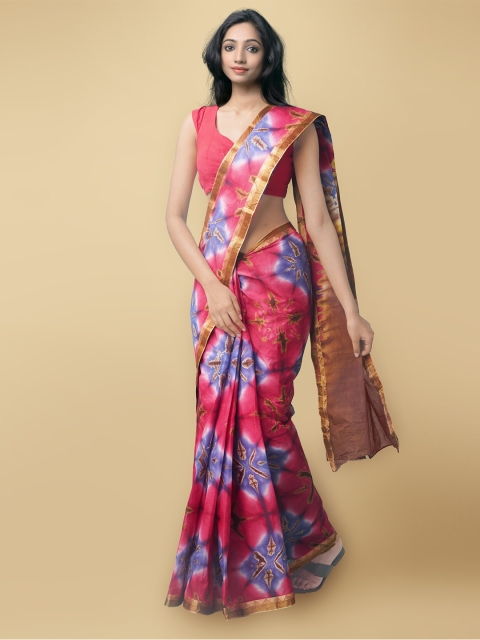 

Unnati Silks Women Pink & Brown Pure Shibori Cotton Sustainable Saree