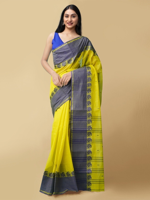 

Unnati Silks Green & Blue Woven Design Pure Cotton Taant Saree