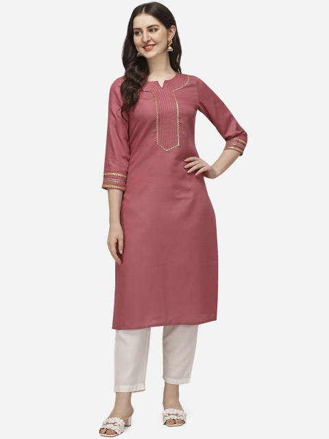 

SAADHVI Women Pink Gotta Patti Kurta