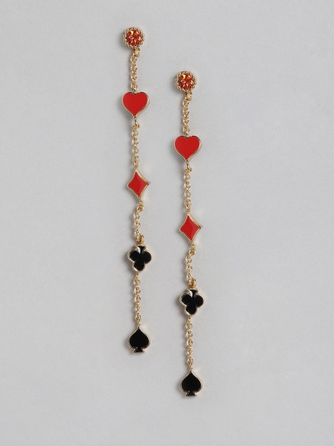 

BrashBug Gold-Toned & Red Quirky Drop Earrings