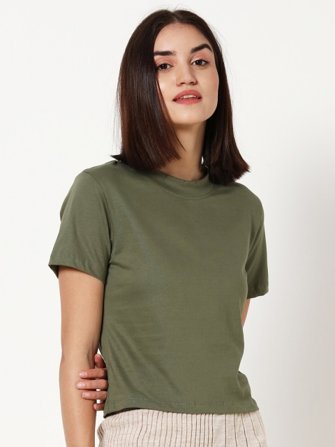 

Bewakoof Green Solid Regular Top