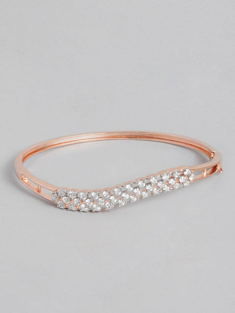 

Peora Women Rose Gold-Plated American Diamond Kada Style Bracelet