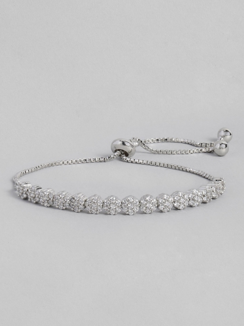 

Peora Women Silver-Plated Cubic Zirconia Charm Bracelet