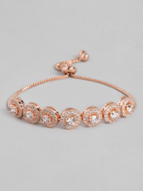 

Peora Women Rose Gold-Plated Cubic Zirconia Charm Bracelet