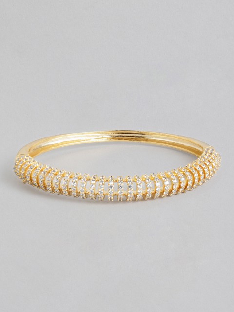 

Peora Women White Gold-Plated American Diamond Cubic Zirconia Kada Bracelet