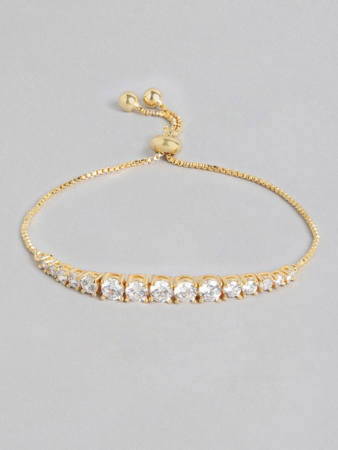 

Peora Women White Gold-Plated Cubic Zirconia Charm Bracelet
