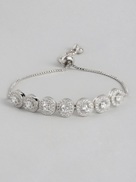 

Peora Women Silver-Plated Cubic Zirconia Charm Bracelet