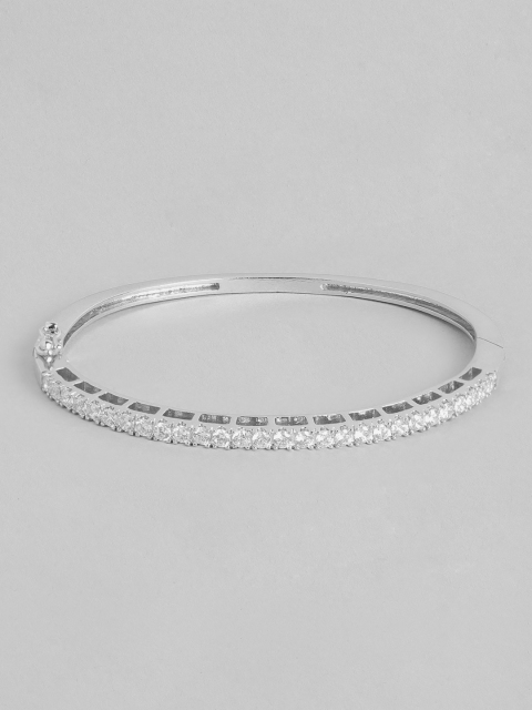 

Peora Women White Silver-Plated Cubic Zirconia Kada Bracelet