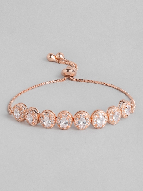 

Peora Women Rose Gold-Plated Cubic Zirconia Charm Bracelet