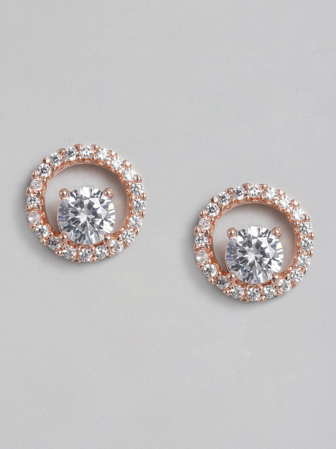 

Peora White Rose Gold Plated Cubic Zirconia Circular Stud Earrings
