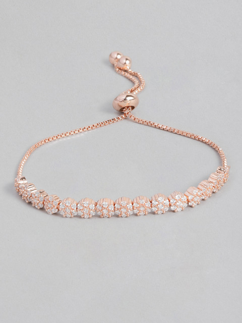 

Peora Women White Rose Gold Plated Cubic Zirconia Charm Bracelet