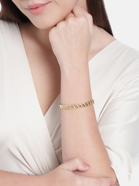 

Peora Women White Gold-Plated American Diamond Kada Bracelet