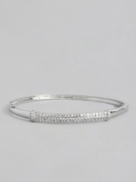 

Peora Women Silver-Plated American Diamond Cubic Zirconia Kada Bracelet