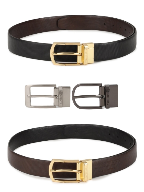 

Van Heusen Men Set OF 2 Brown & Black Leather Formal Belt