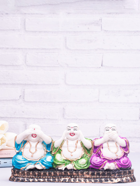 

ARCHIES 3 Laughing Buddha Showpieces, White