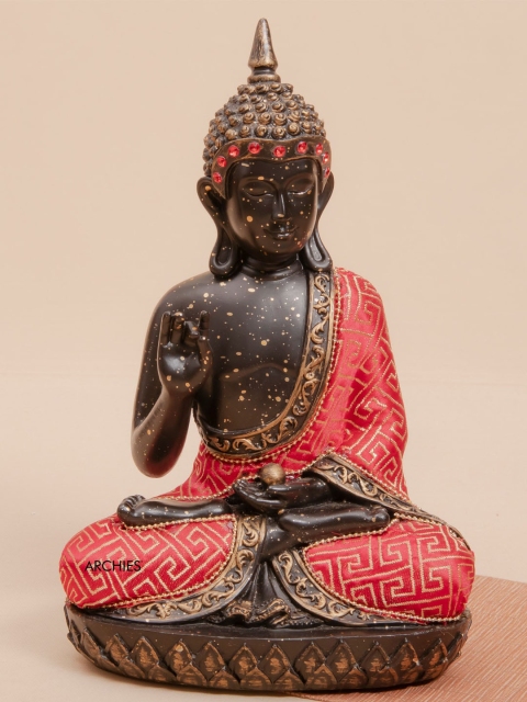 

Archies Black & Red Meditating Buddha Idol Showpiece, Multi