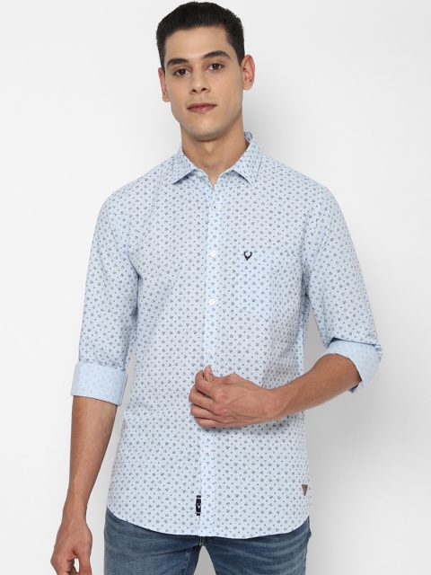 

Allen Solly Men Blue Slim Fit Opaque Micro Ditsy Printed Pure Cotton Casual Shirt