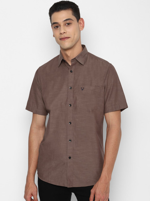 

Allen Solly Men Brown Slim Fit Opaque Pure Cotton Casual Shirt