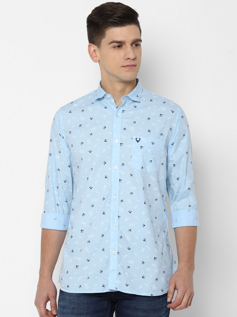 

Allen Solly Men Blue & Black Slim Fit Opaque Printed Pure Cotton Casual Shirt