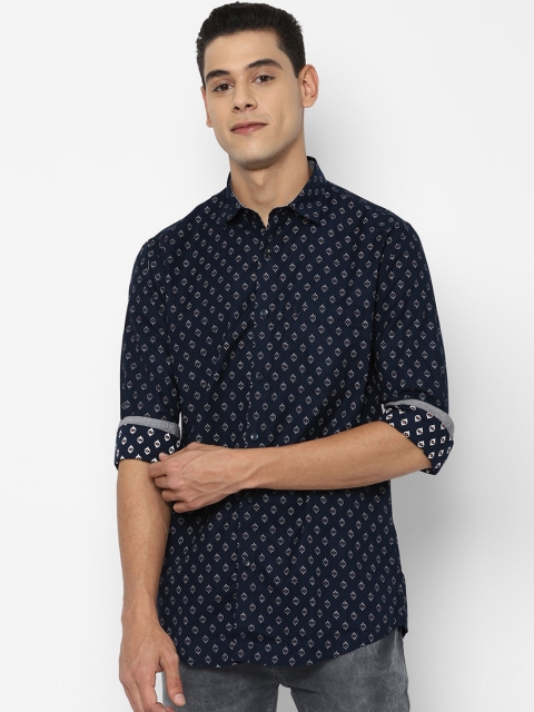 

Allen Solly Men Navy Blue Slim Fit Opaque Printed Casual Pure Cotton Shirt