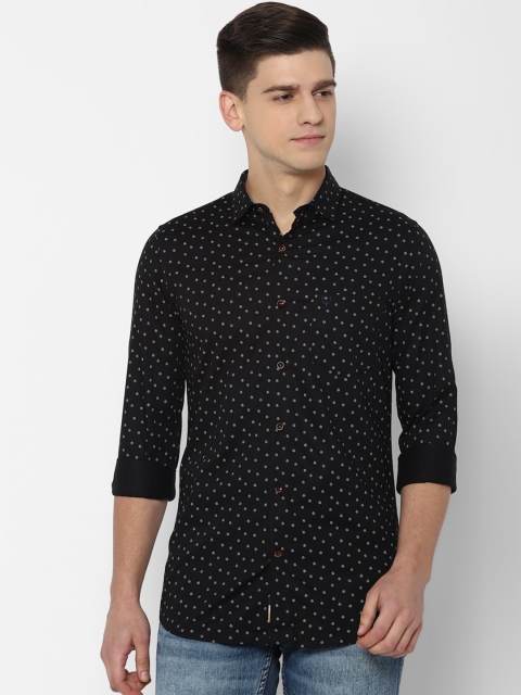 

Allen Solly Men Black Slim Fit Opaque Printed Pure Cotton Casual Shirt