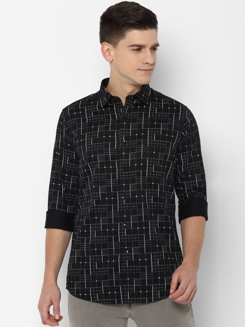 

Allen Solly Men Black Slim Fit Opaque Printed Pure Cotton Casual Shirt