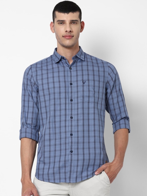 

Allen Solly Men Blue Pure Cotton Slim Fit Opaque Checked Casual Shirt