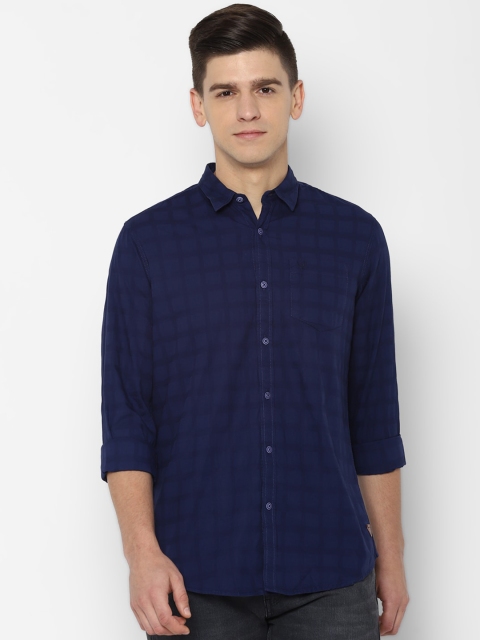 

Allen Solly Men Navy Blue Slim Fit Opaque Checked Cotton Casual Shirt