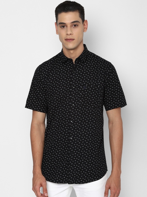 

Allen Solly Men Black & White Slim Fit Opaque Printed Pure Cotton Casual Shirt